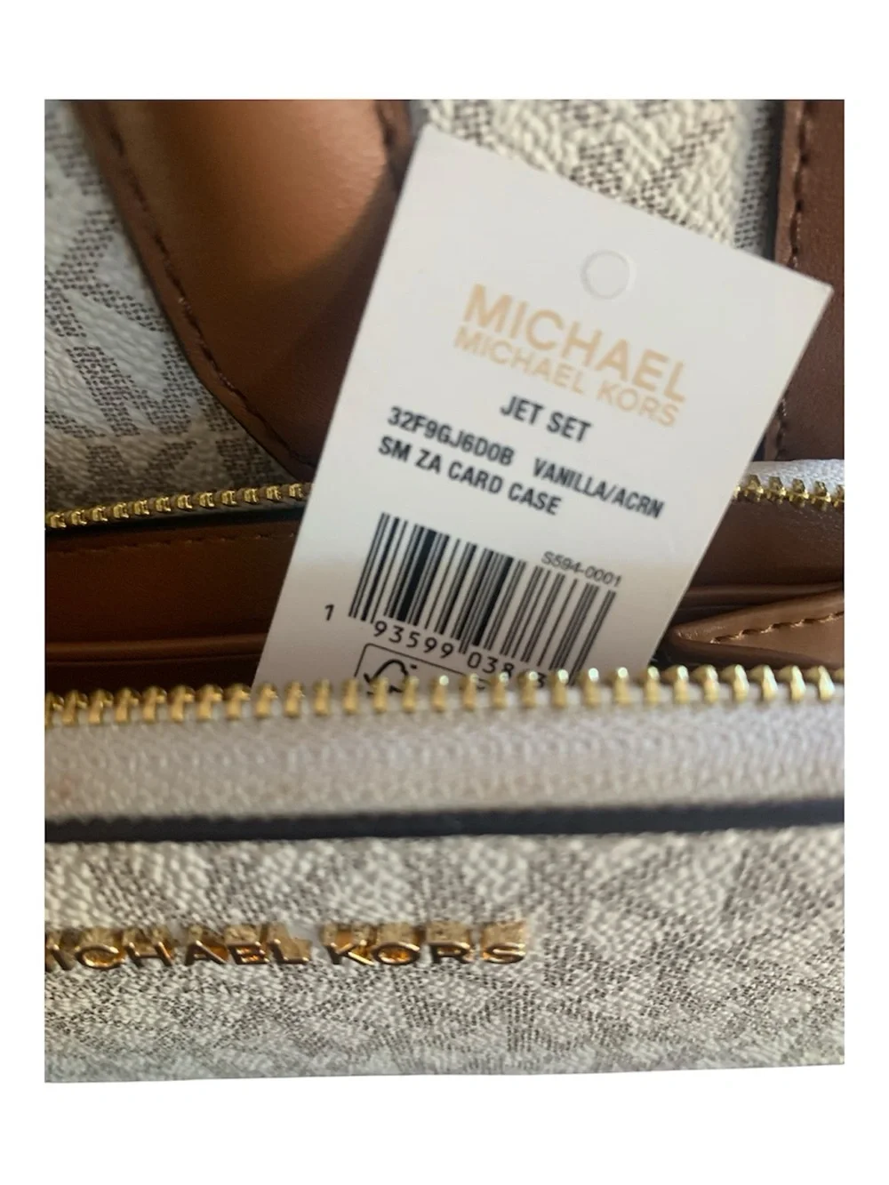 Michael Kors Jet Set Logo Cossbody Satchel in and card holder Vanilla/Acorn